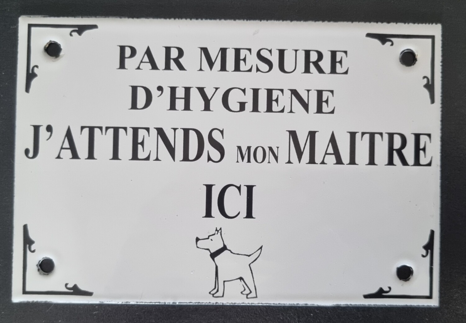 Plaque émail laisser son chien à l&#39;extérieur