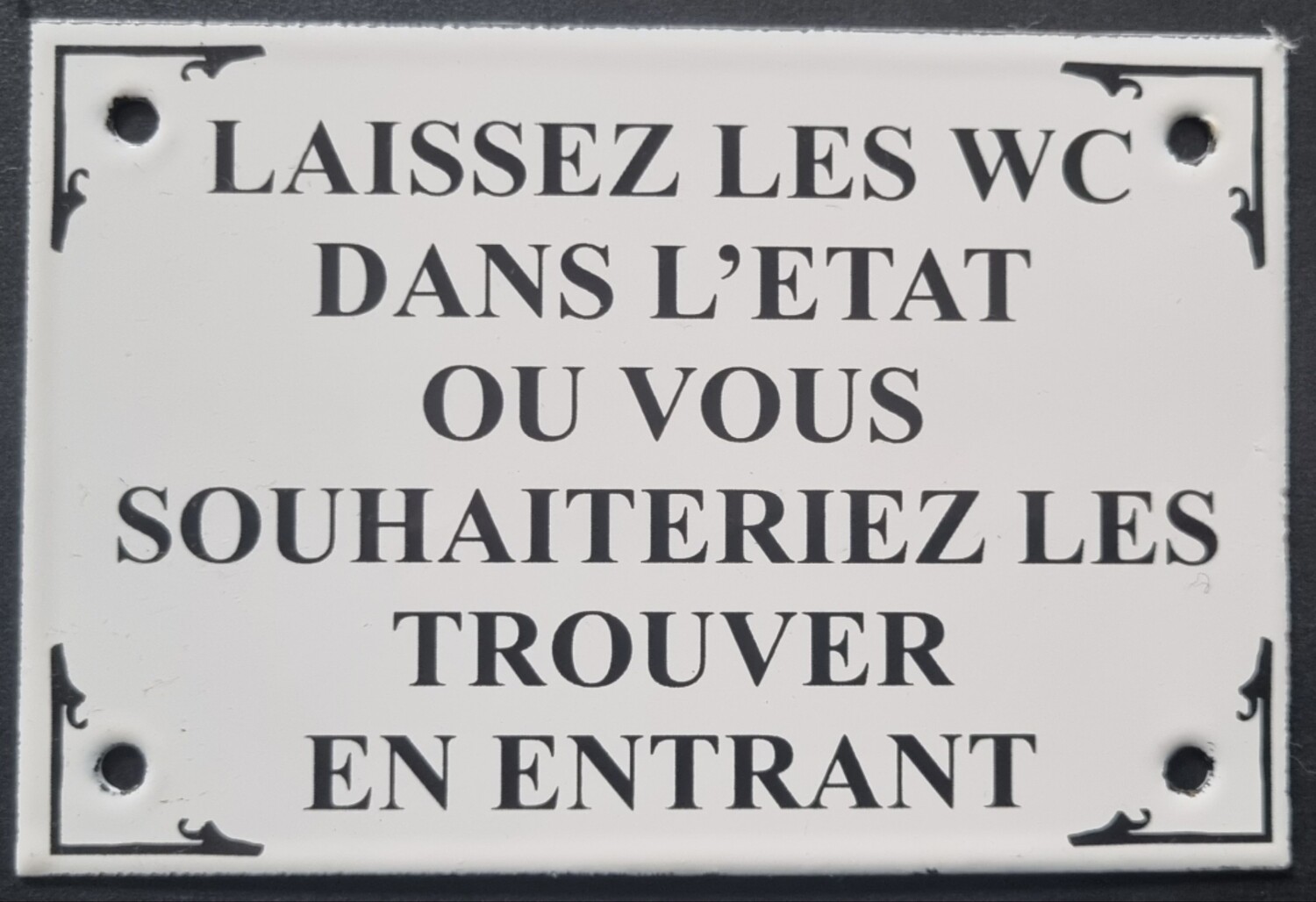 Plaque émail laissez les WC...