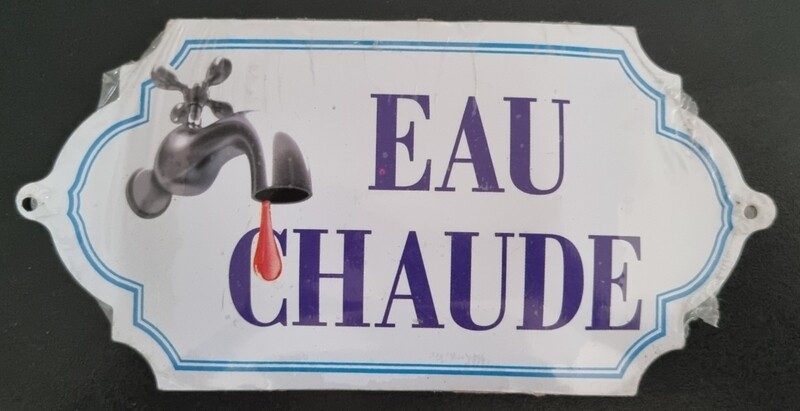 Plaque de porte métal Eau Chaude