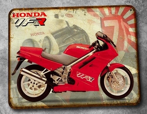 Plaque métal vintage Honda VFR 750 1990