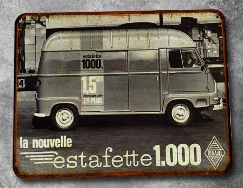 Plaque métal vintage Renault Estafette 1000