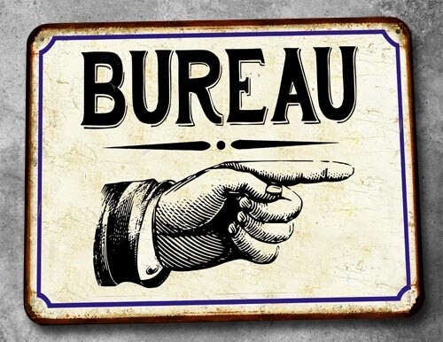 Plaque métal vintage Bureau