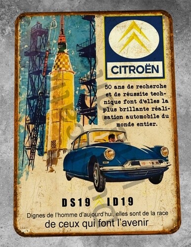 Plaque métal vintage Citroën DS et ID 19