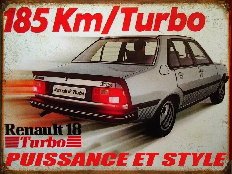Plaque métal vintage Renault 18 Turbo