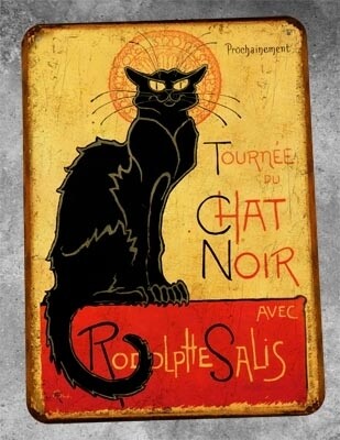 Plaque métal vintage Le chat noir