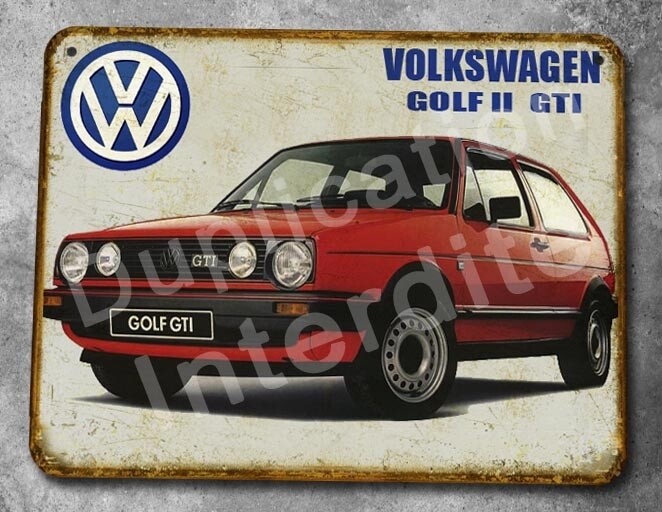Plaque métal vintage VW Golf GTI 2