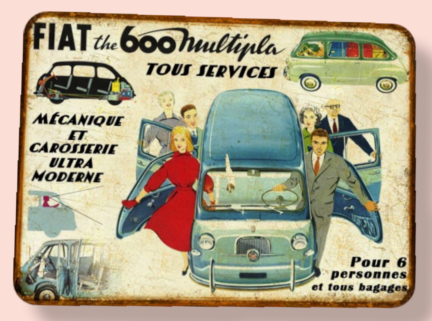 Plaque métal vintage Fiat Multipla