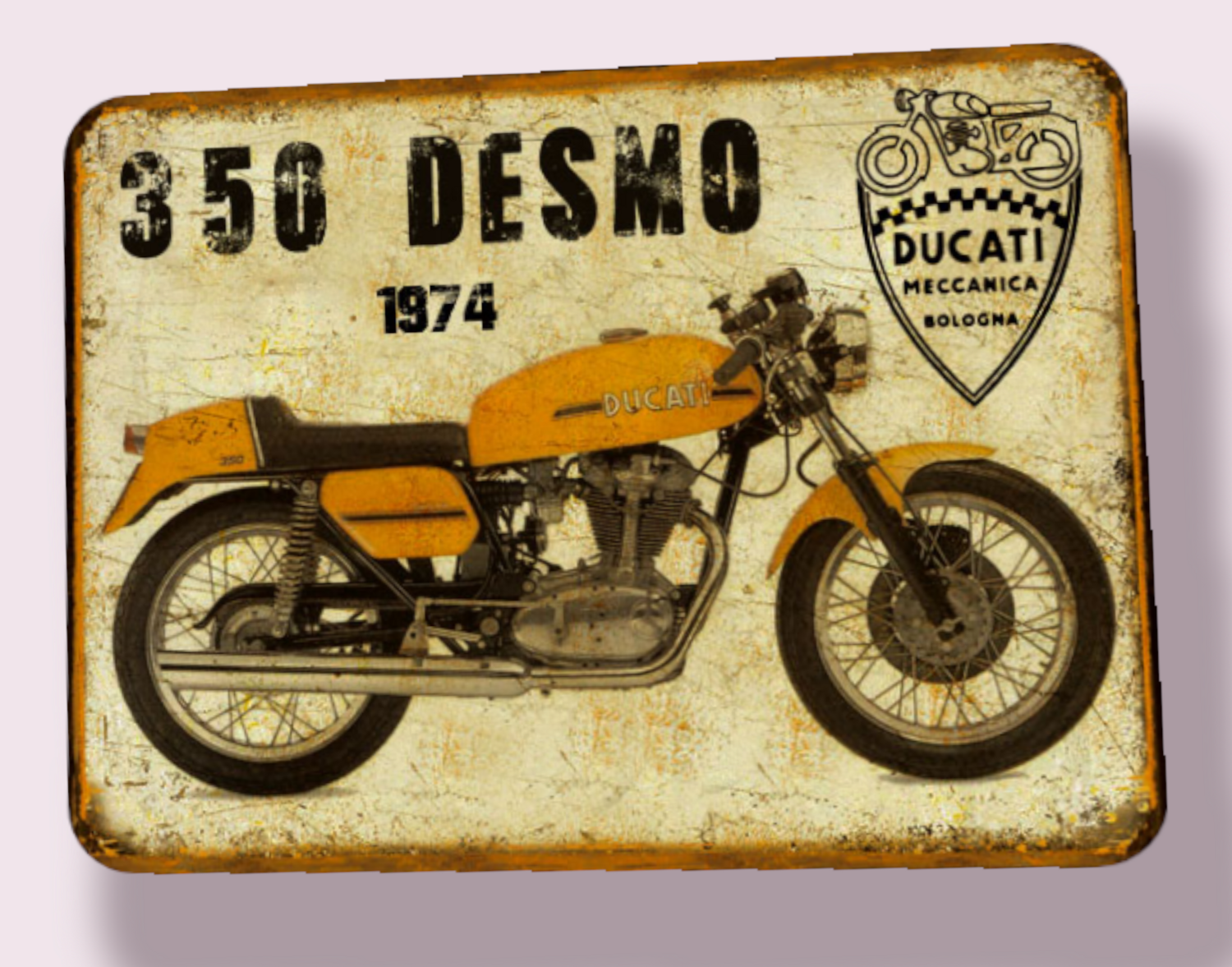 Plaque métal vintage Ducati 350 desmo 1974