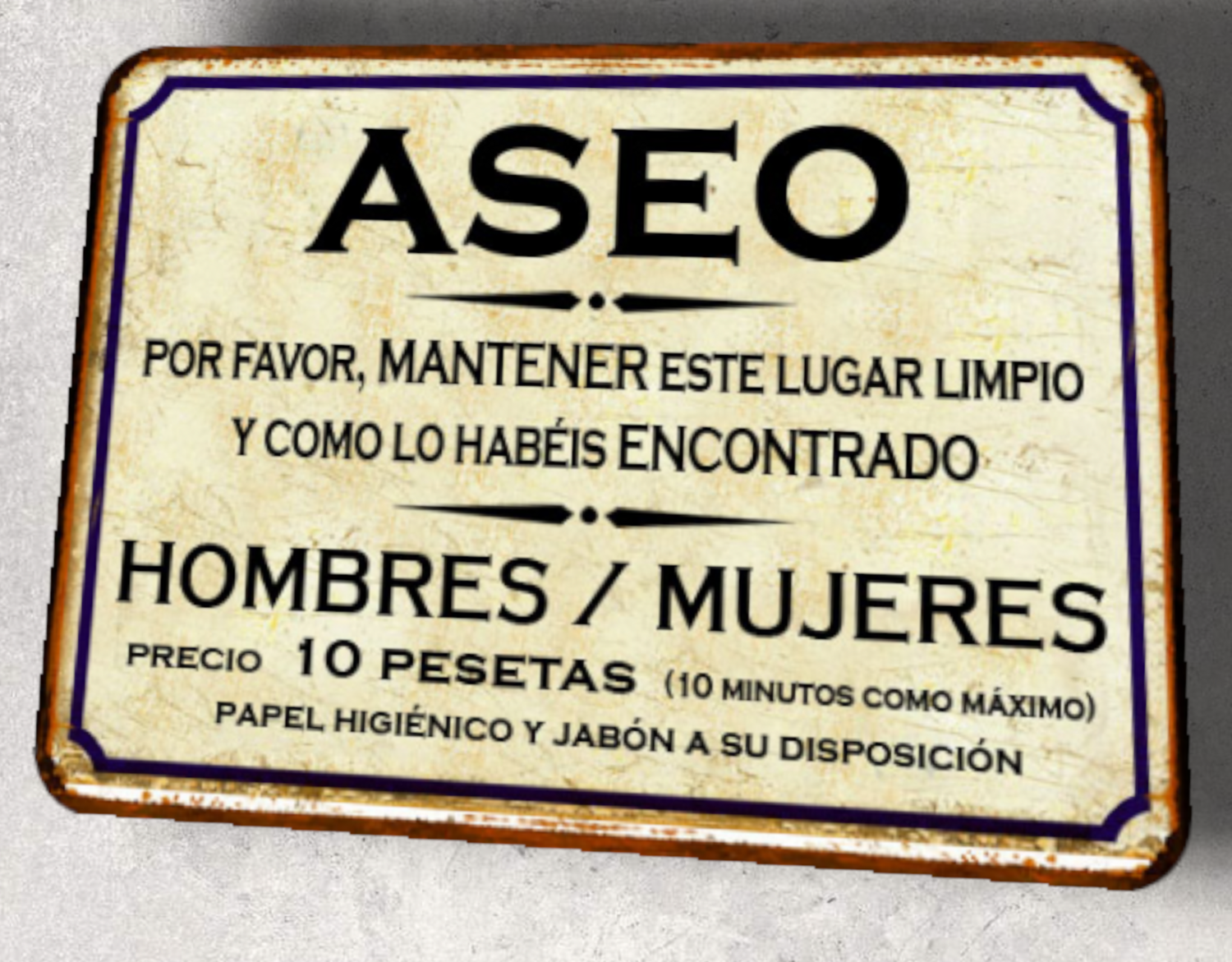 Plaque métal vintage Aseo