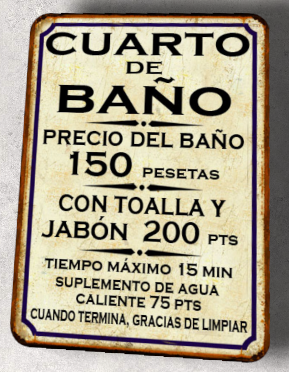 Plaque métal vintage Cuarto de Baño