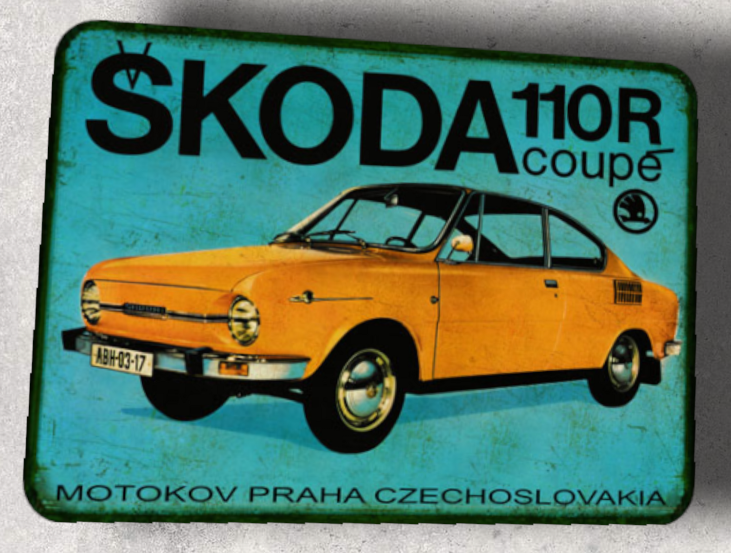 Plaque métal vintage Skoda 110 coupé 1971
