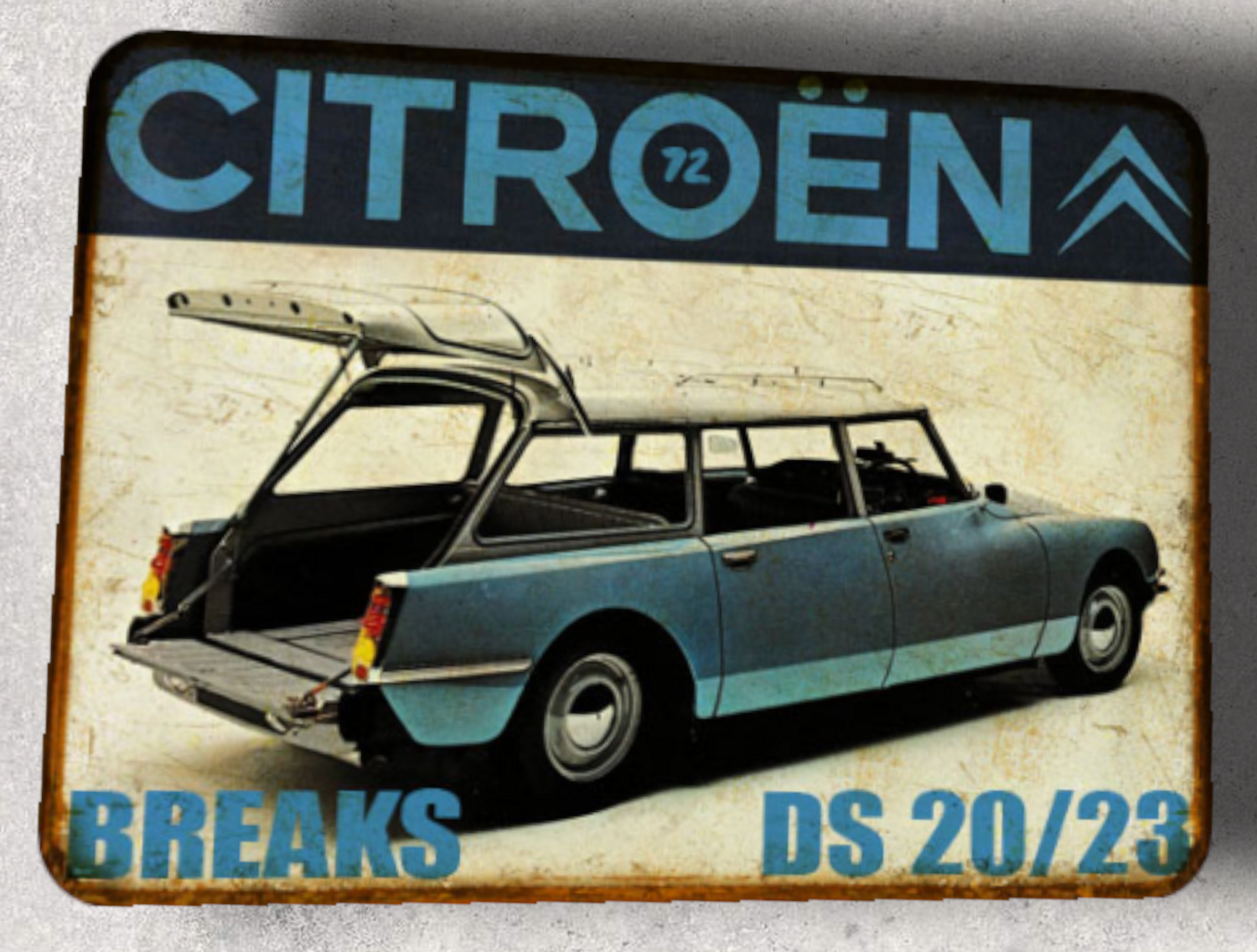 Plaque métal vintage Citroën DS 20 / 23 Breaks 1972