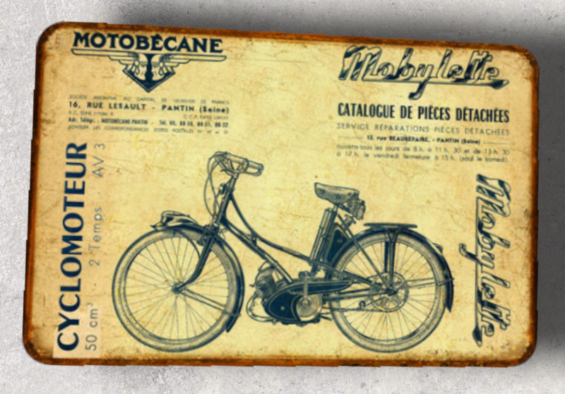 Plaque métal vintage Motobécane Mobylette