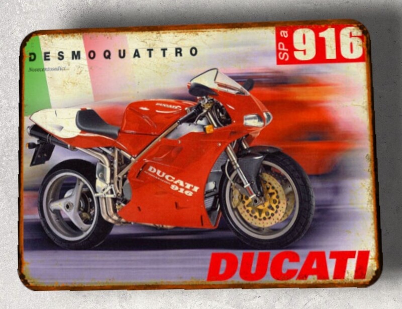 Plaque métal vintage Ducati 916