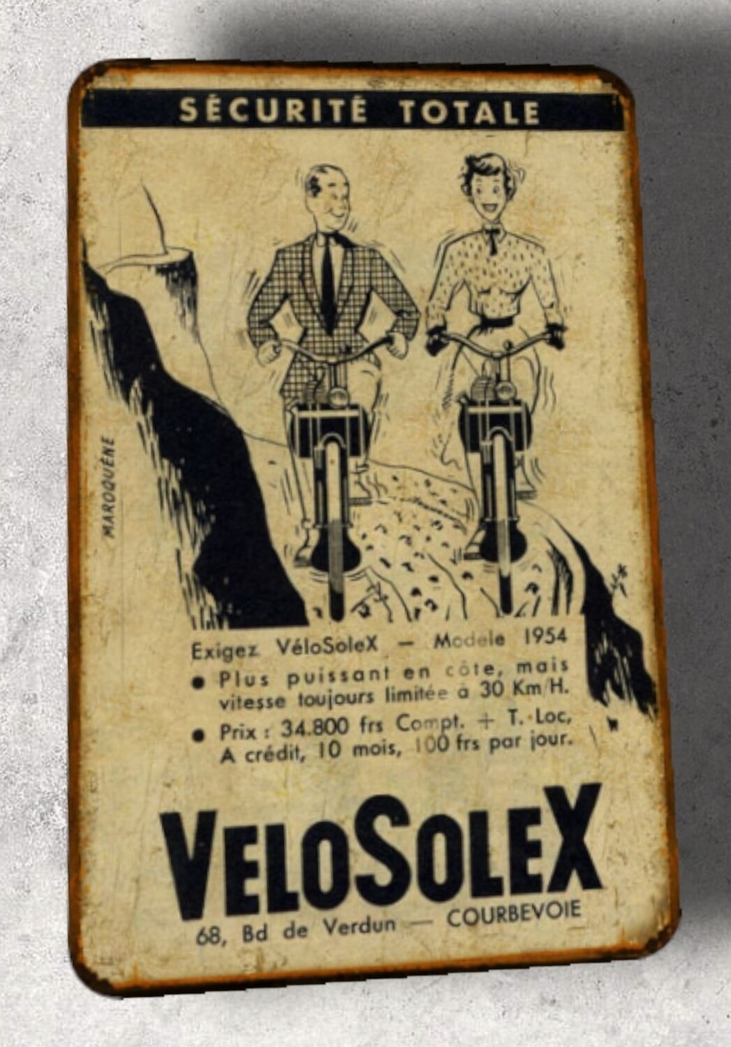 Plaque métal vintage Solex 1954