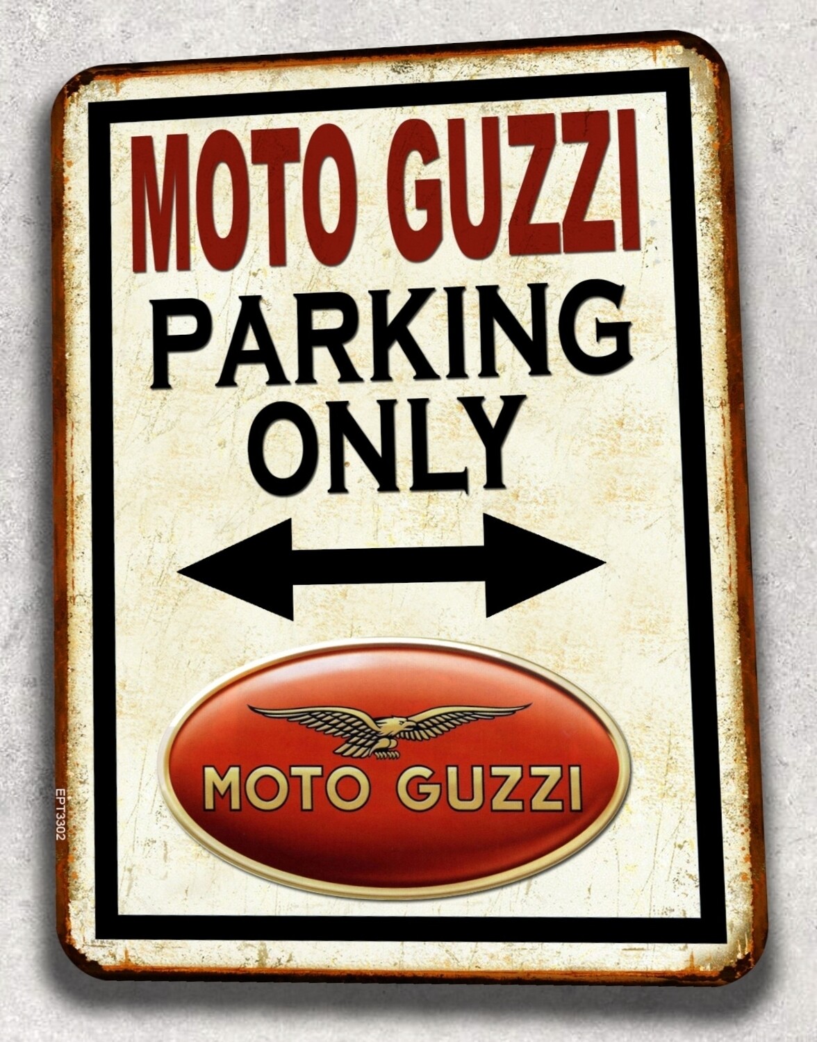 Plaque métal vintage Moto Guzzi parking Only