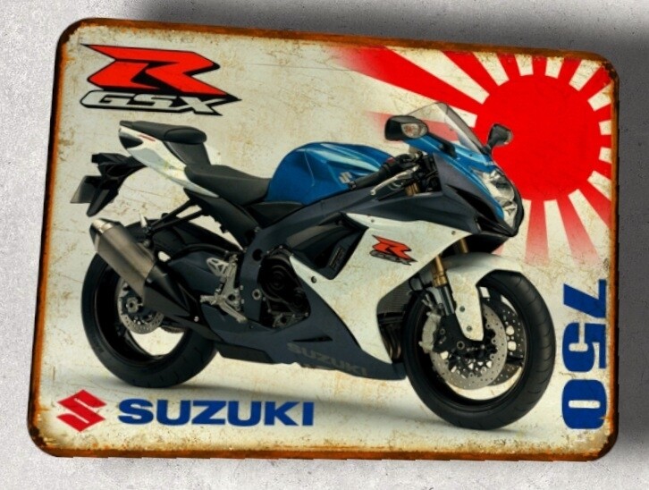 Plaque métal vintage Suzuki GSXR 750