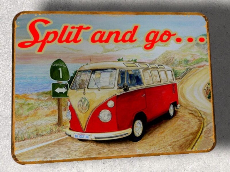 Plaque métal vintage VW kombi 
