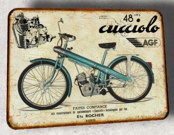 Plaque métal vintage Ducati AGF Cucciolo