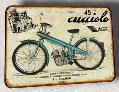 Plaque métal vintage Ducati AGF Cucciolo