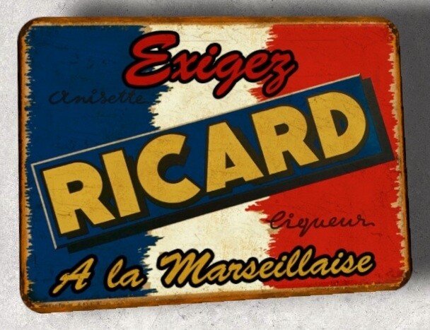 Plaque métal vintage Ricard Drapeau