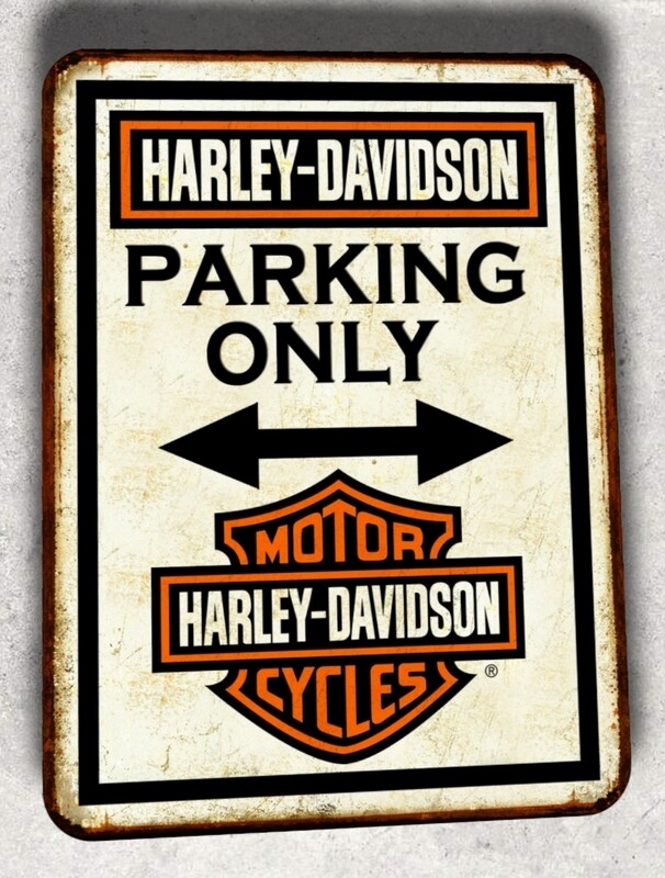 Plaque métal vintage Harley Davidson parking Only
