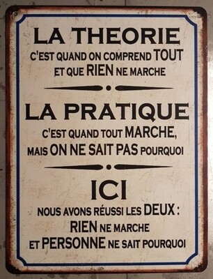 Plaque métal vintage la Théorie 