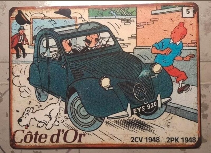 Plaque métal vintage Tintin chocolat Côte d&#39;or