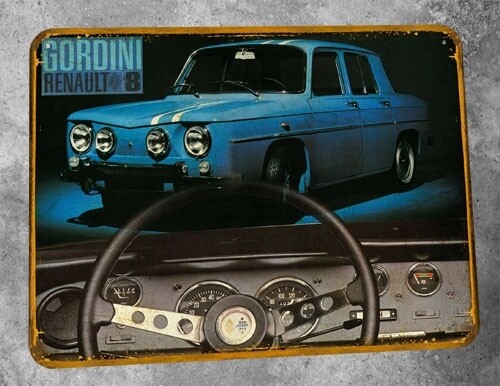 Plaque métal vintage Renault 8 Gordini 