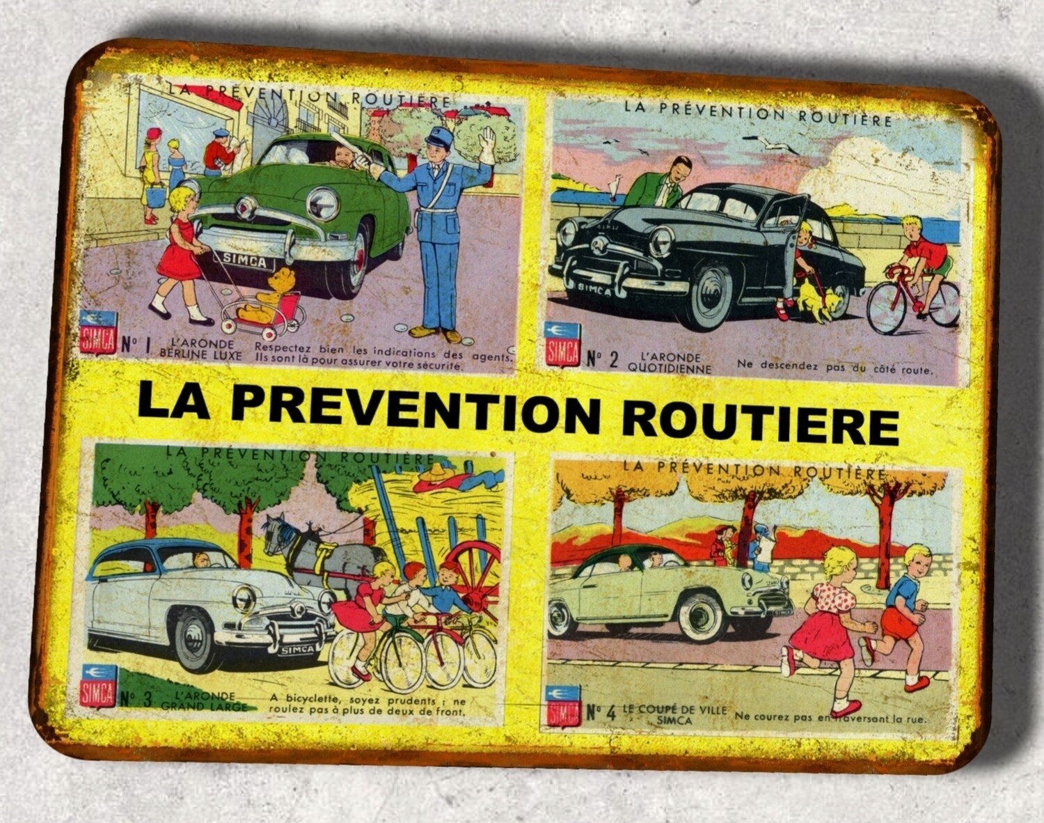 Plaque métal vintage Simca prévention routière 