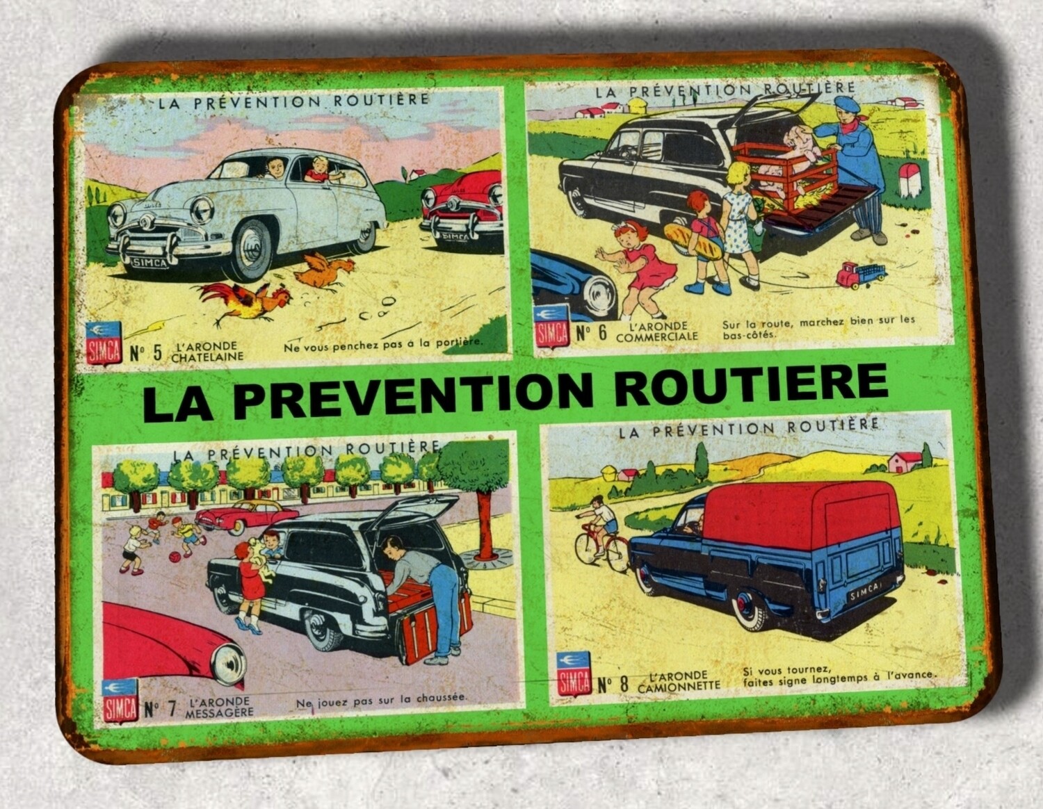 Plaque métal vintage Simca prévention routière 