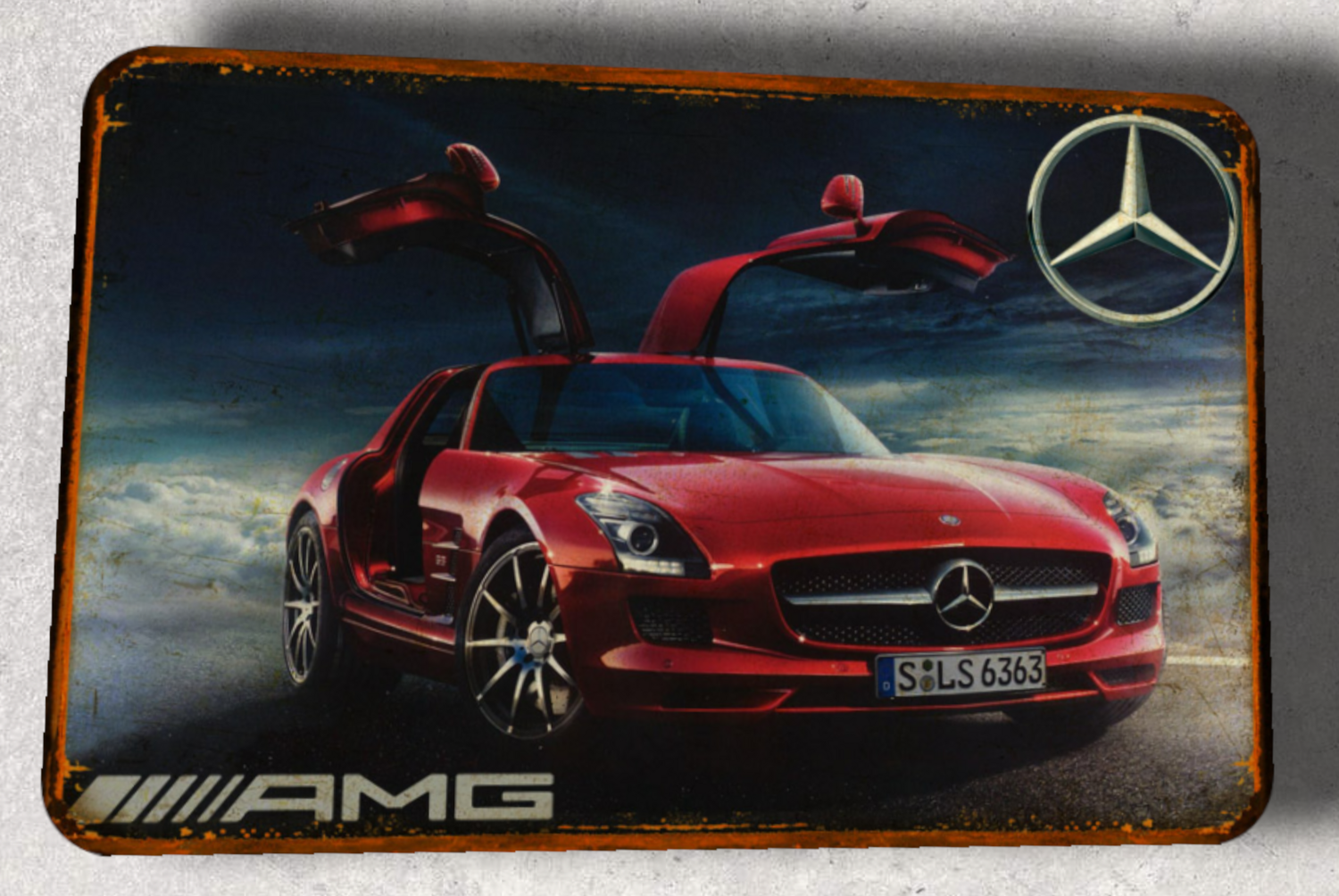 Plaque métal vintage Mercedes AMG SLS