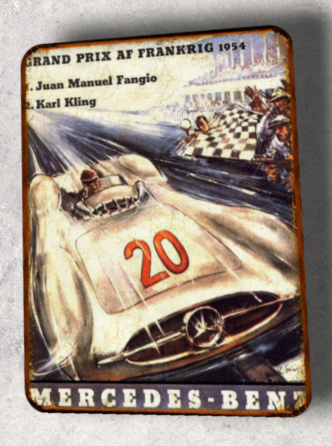 Plaque métal vintage Mercedes . Grand prix de France 1954