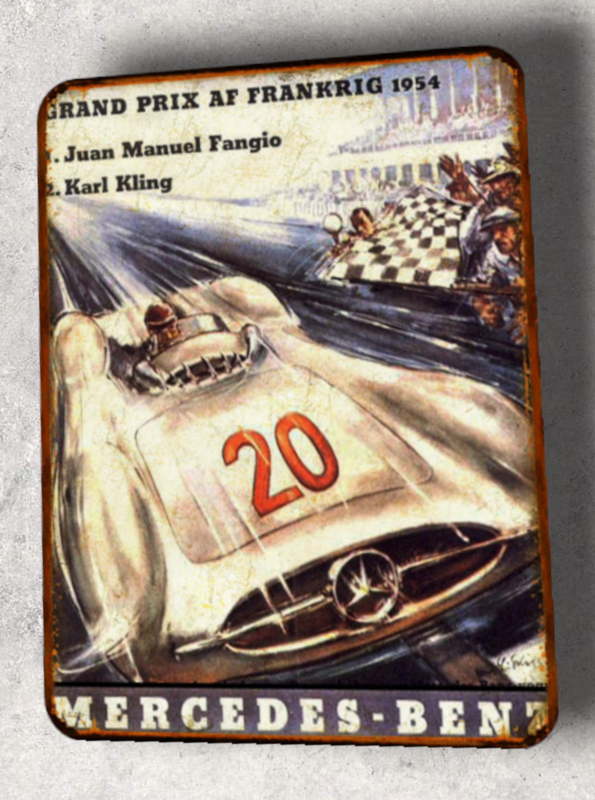 Plaque métal vintage Mercedes . Grand prix de France 1954