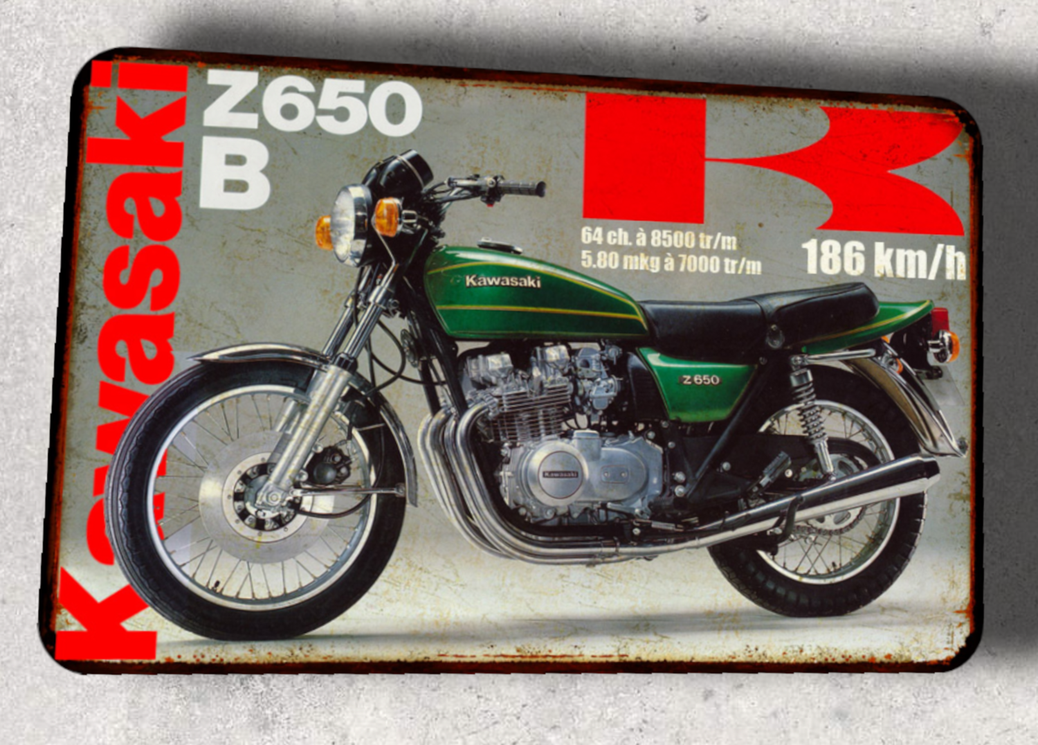 Plaque métal vintage Kawasaki Z650B