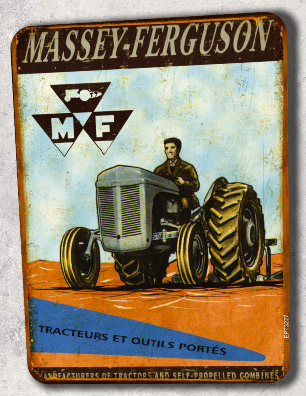 Plaque métal vintage Massey Ferguson TE20 &quot;Petit gris&quot;