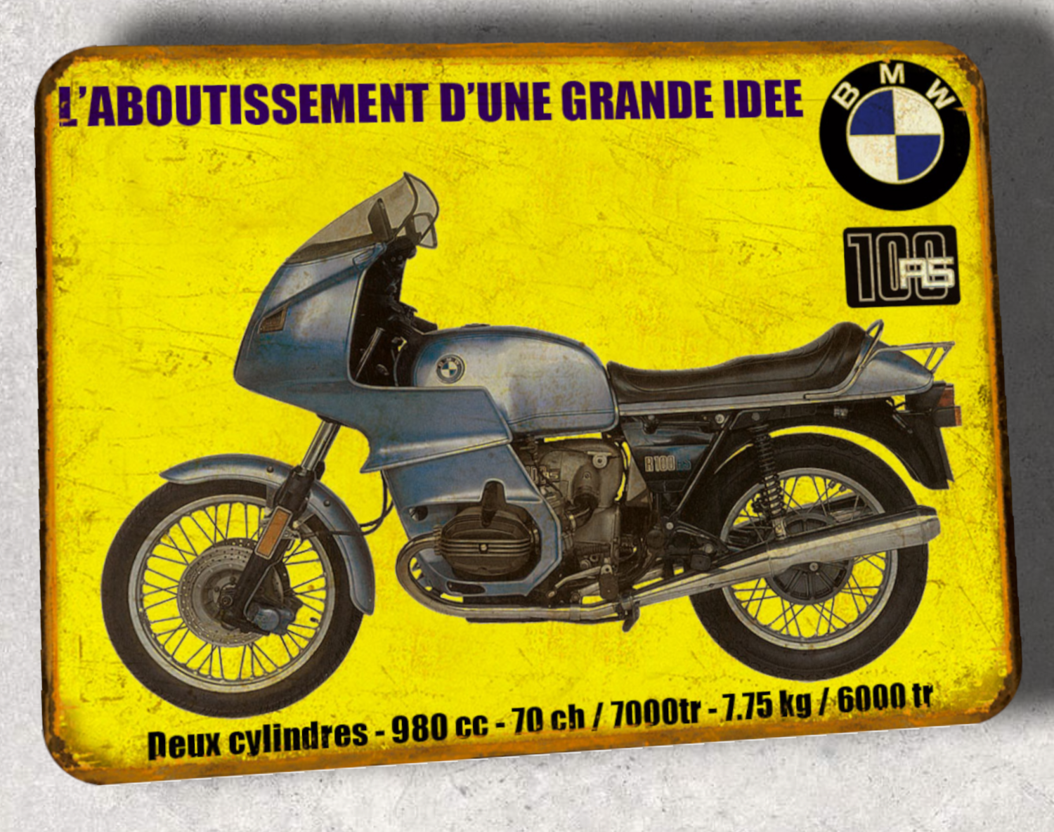 Plaque métal vintage BMW R100 RS