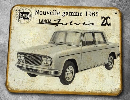 Plaque métal vintage Lancia Fulvia 1965