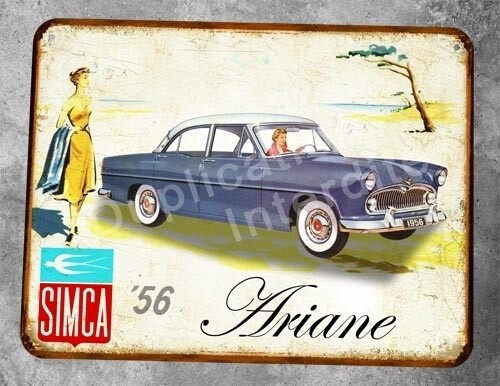 Plaque métal vintage Simca Vedette / Versailles