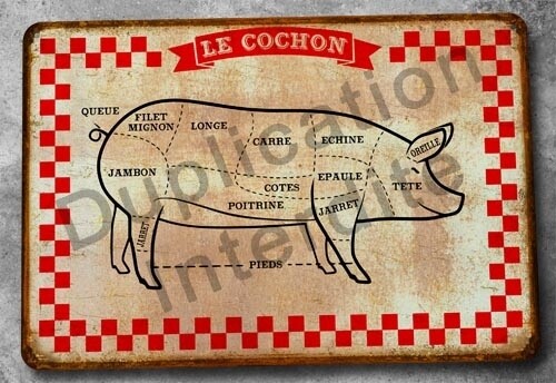 Plaque métal vintage Boucherie Cochon