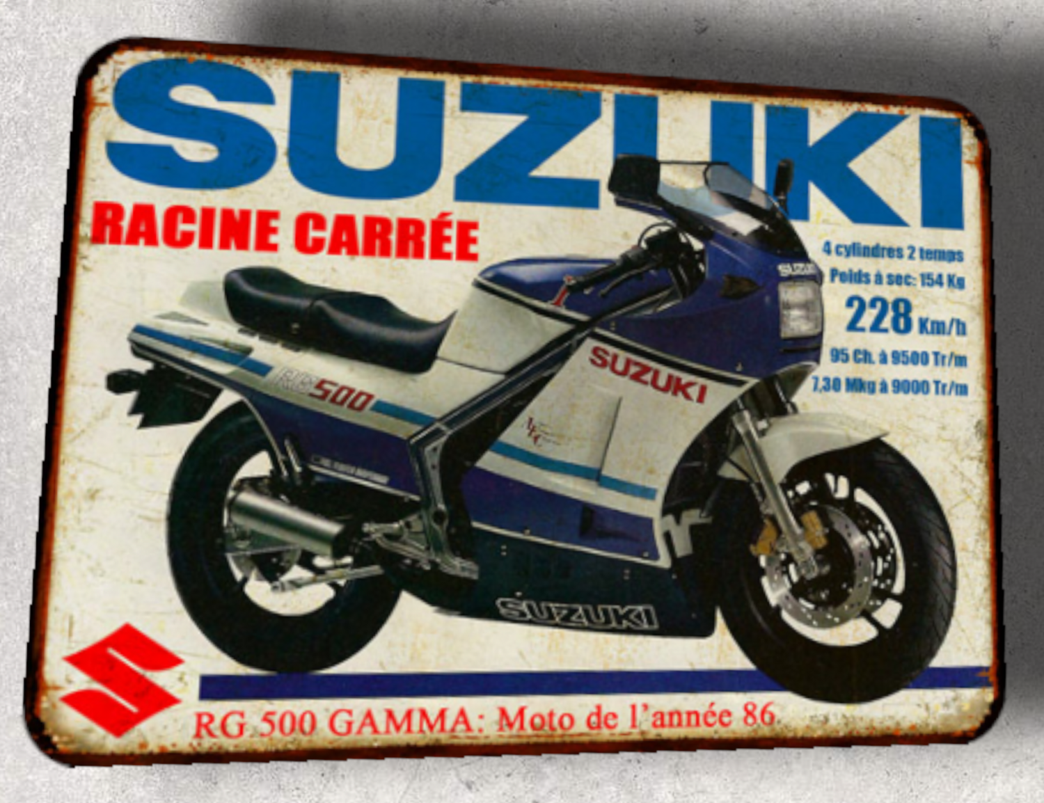 Plaque métal vintage Suzuki RG 500 Gamma