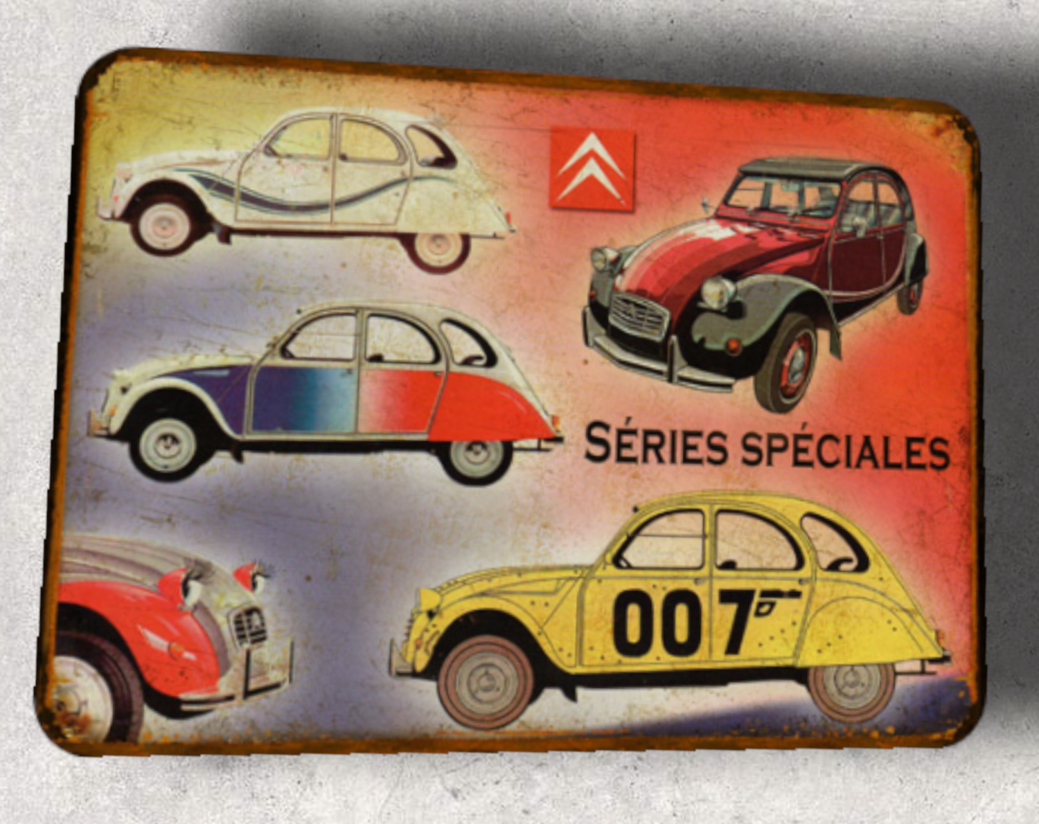 Plaque métal vintage Citroen 2cv séries spéciales 