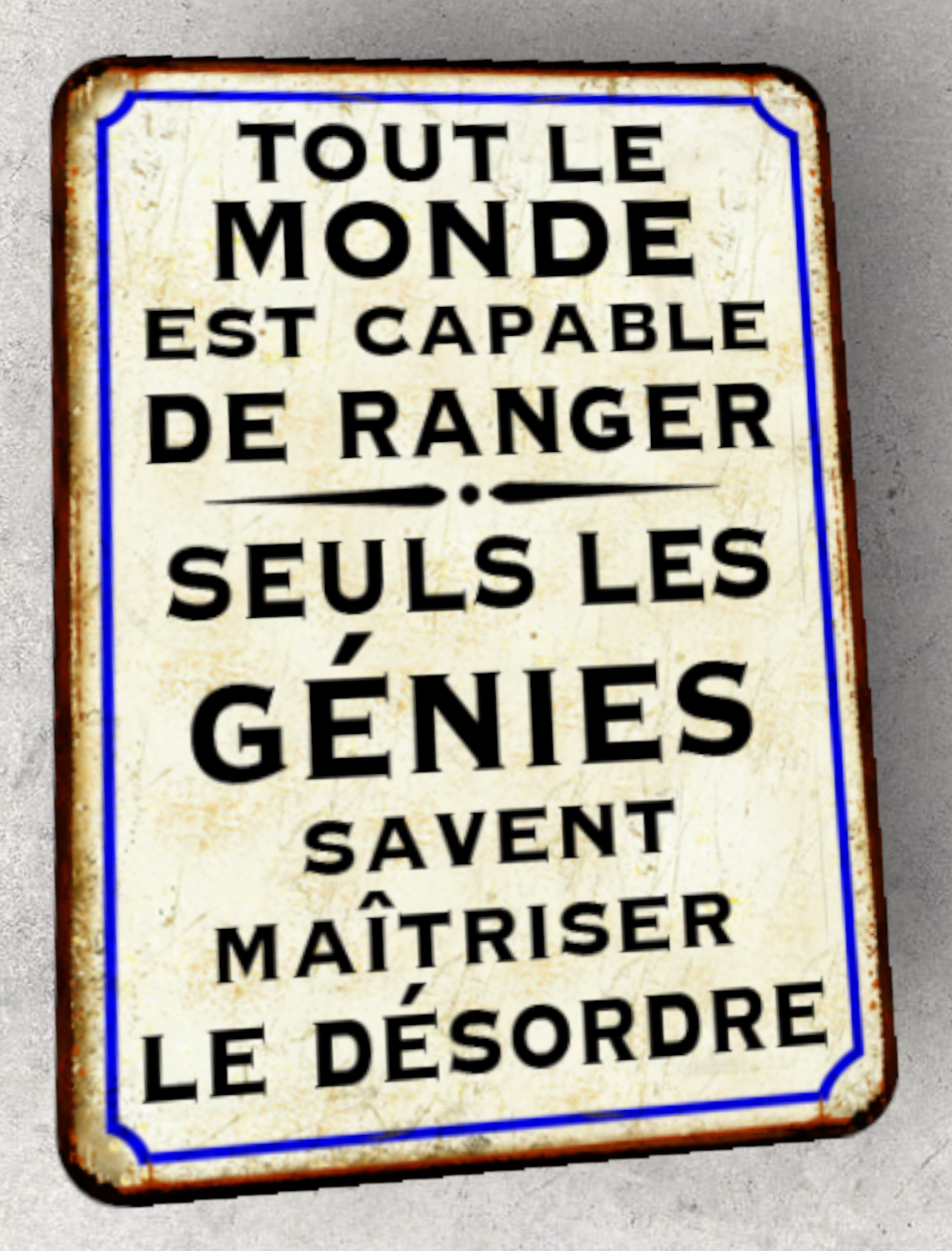 Plaque métal vintage Le rangement