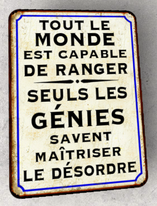 Plaque métal vintage Le rangement