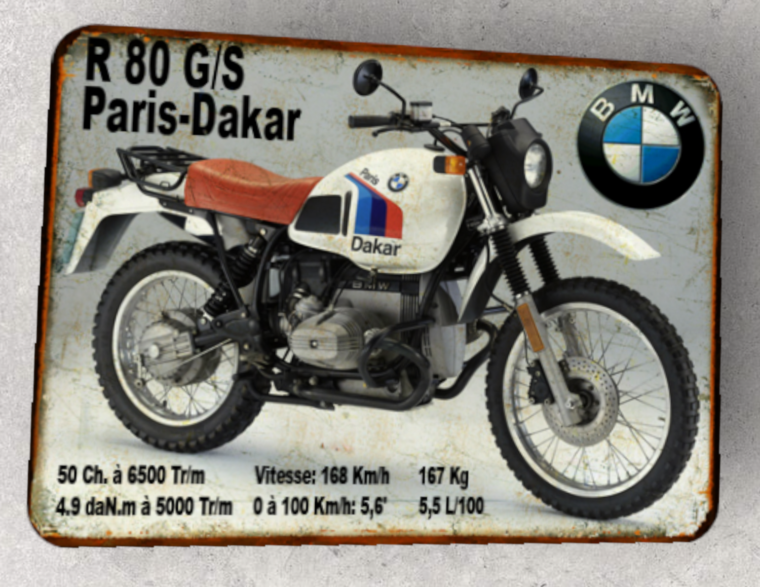 Plaque métal vintage BMW R80 GS