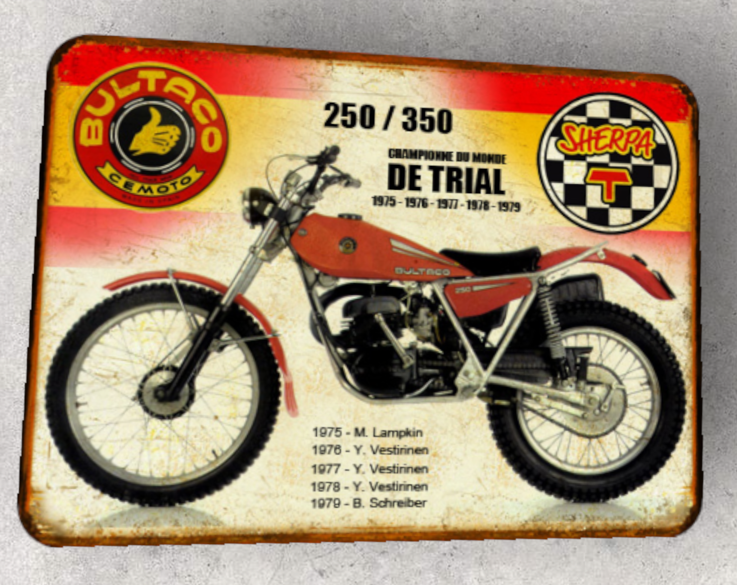 Plaque métal vintage Bultaco 250 /350 Sherpa