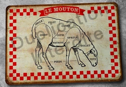 Plaque métal vintage Boucherie Mouton