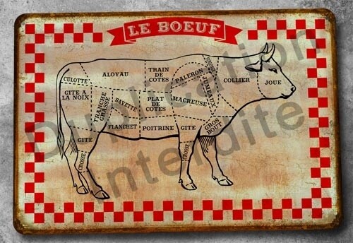 Plaque métal vintage Boucherie Boeuf