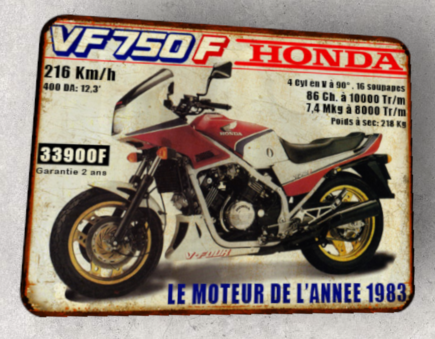 Plaque métal vintage Honda VF 750 F