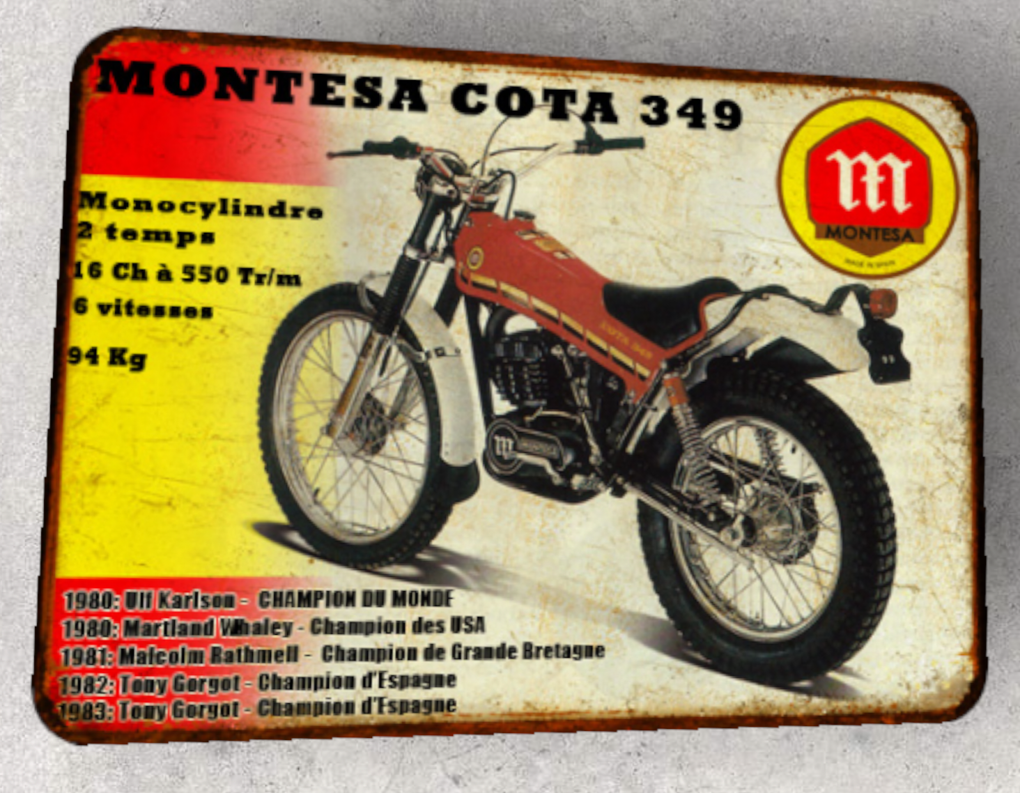 Plaque métal vintage Montesa Cota 349
